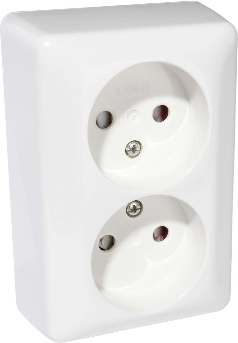 Stikkontakt, dobbel uten jord