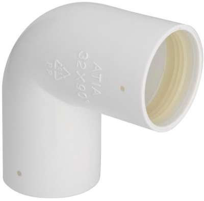 PP 32mm Bøy 90 ° med fast gummiringstetning