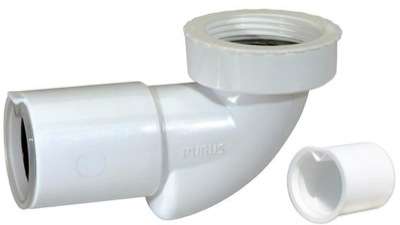 Lavtbyggende vannlås 40/32x32mm - hvit