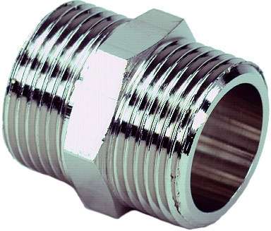 Gelia metall-dobbelnippel R10 utv.gjenger