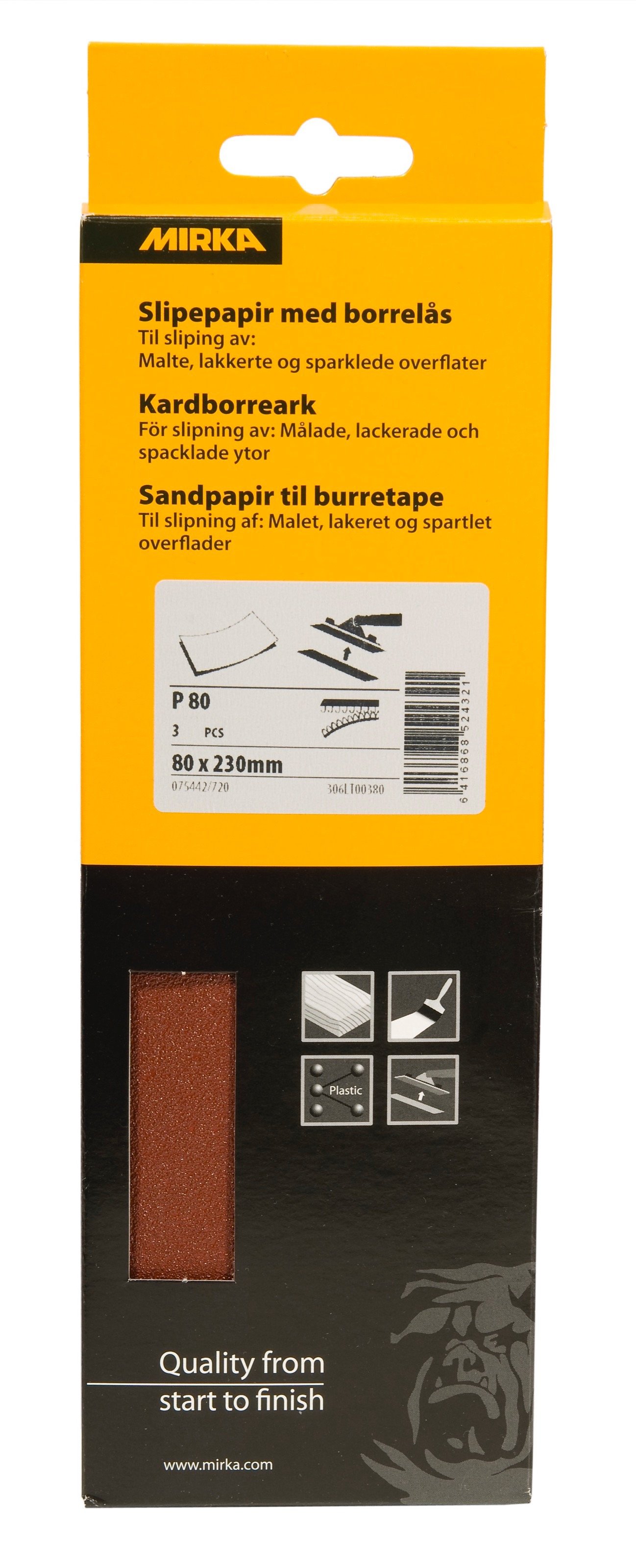 Mirka slipepapir 80x230mm Grip P120, 3-P