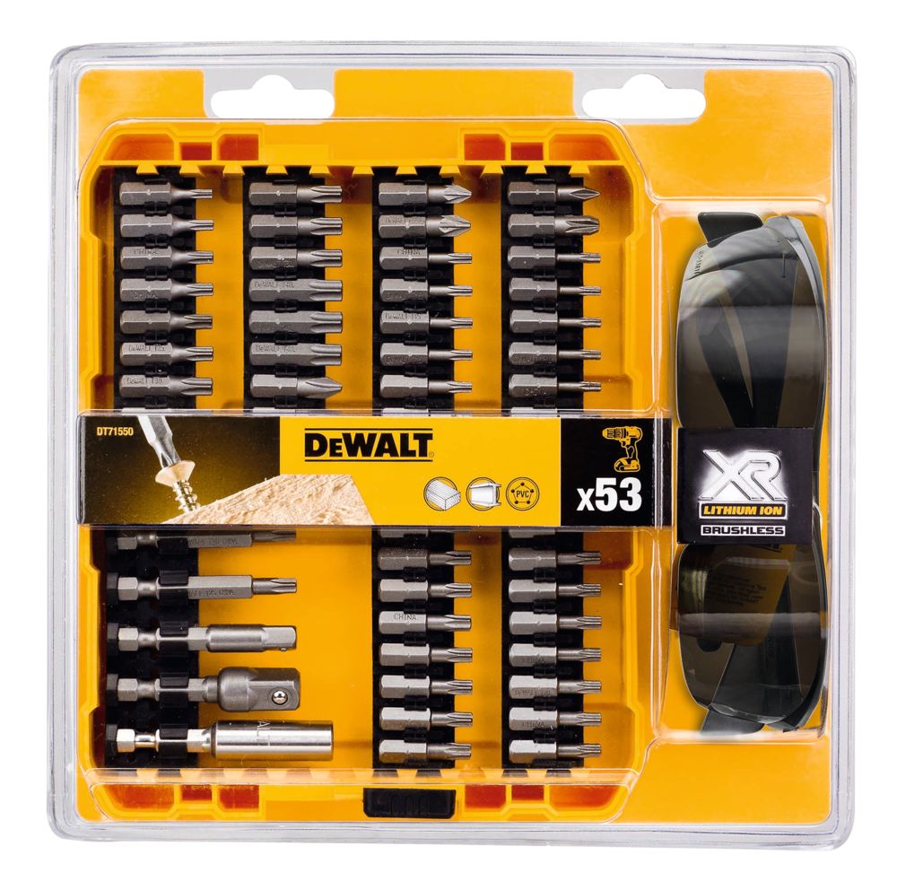 DEWALT DT70704 Bitsett 47 deler med solbriller
