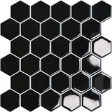 Produkt miniatyrebild Selvklebende flis, svart Hexagon 10 pk.