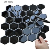 Produkt miniatyrebild Selvklebende flis, svart Hexagon 10 pk.