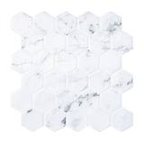 Produkt miniatyrebild Selvklebende flis, Hvit marmor Hexagon 10 pk.