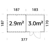Produkt miniatyrebild Palmako Leif redskapsbod 3,0+2,9 m²