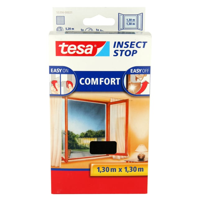 Tesa Insektsnett Comfort Vindu 1,3 x 1,3m Sort