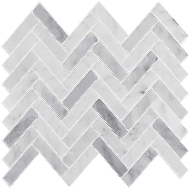 Selvklebende flis, Hvit marmor V-Form