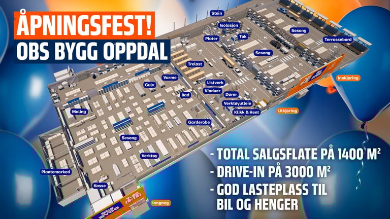 Tegning av Obs BYGG Oppdal