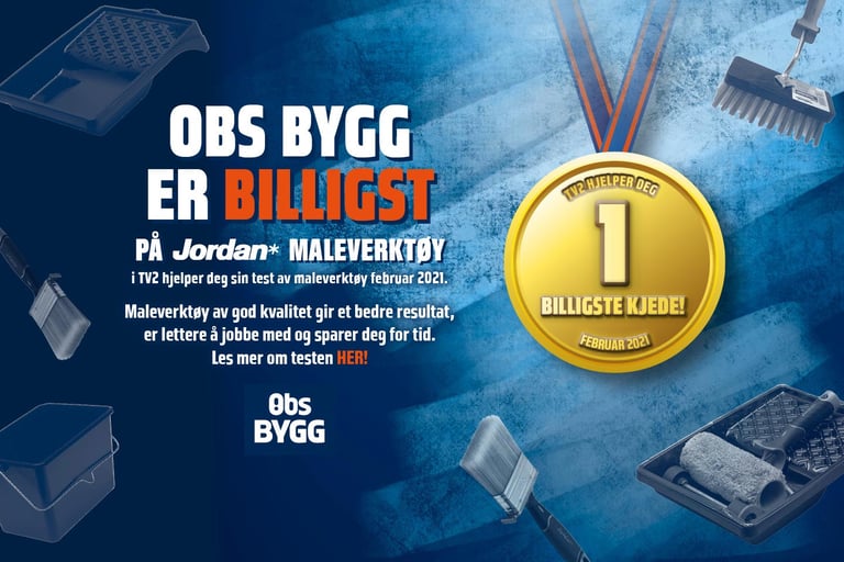 Obs BYGG billigst på Jordan maleutstyr!