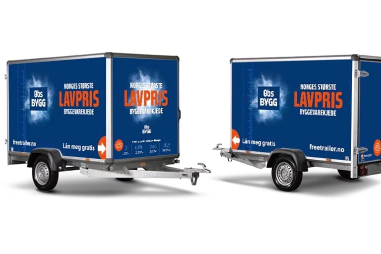Du kan låne en tilhenger gratis i opptil tre timer hos Obs BYGG, noe som gjør det enkelt å frakte store varer hjem uten ekstra kostnader.