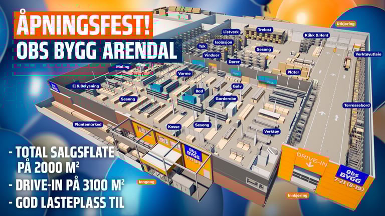 Tegning av ny Obs BYGG Arendal