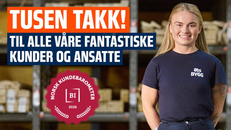 Nok en gang er Obs BYGG på topp i Norsk Kundebarometers kåring.