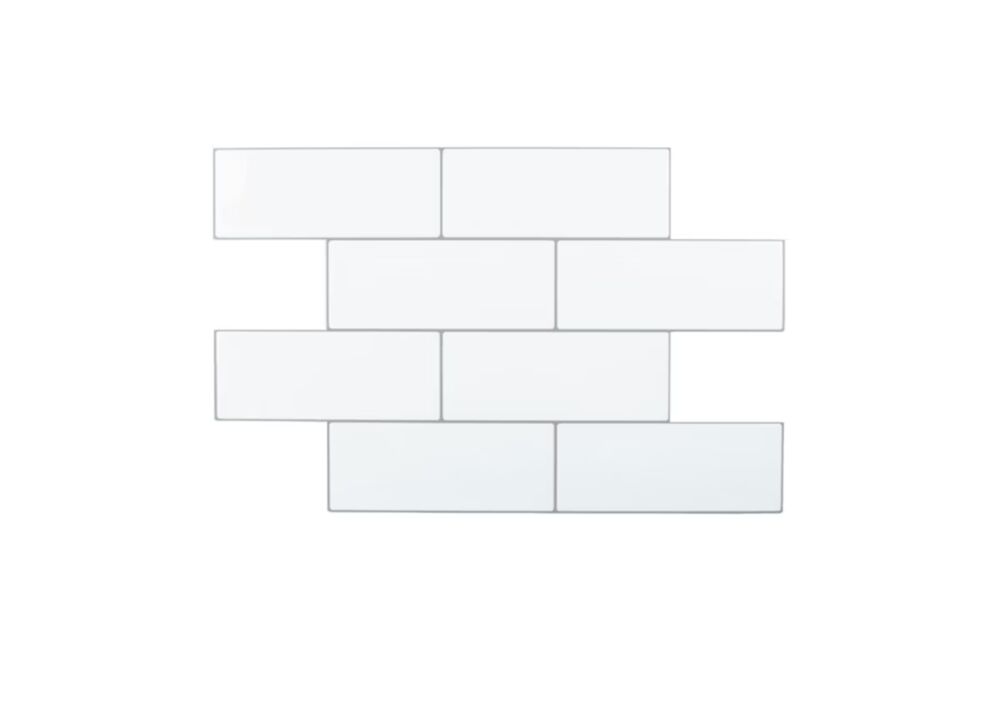 Selvklebende flis. Hvit Subway 10 pk.