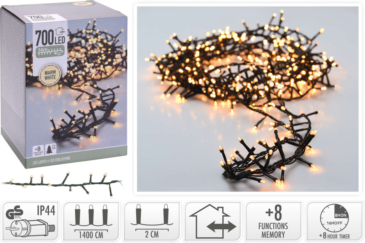 Lyslenke 700 LED 14 m (svart)
