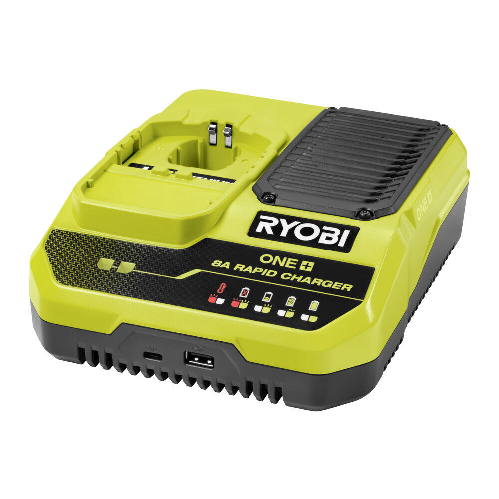 Ryobi 18V ONE+ hurtiglader Hurtiglader som lader et 4,0Ah og over med en hastighet på 8,0Amp/t.