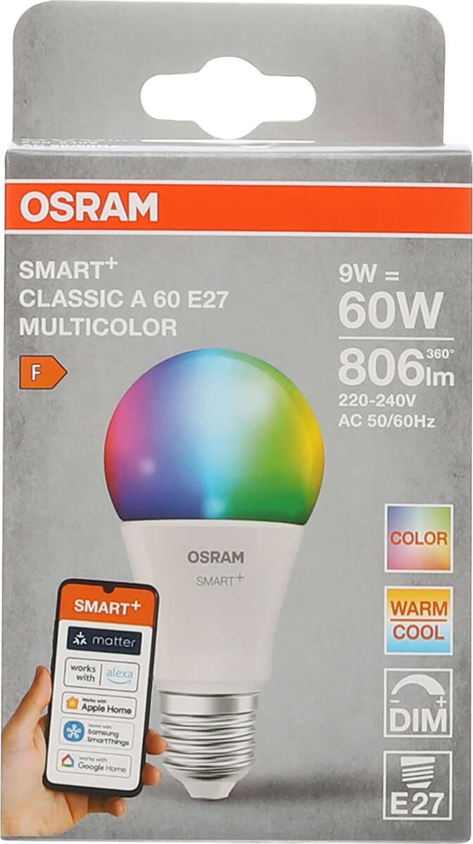 OSRAM SMART+ Matter Multicolor A60 9W E27 806lm | Obsbygg.no