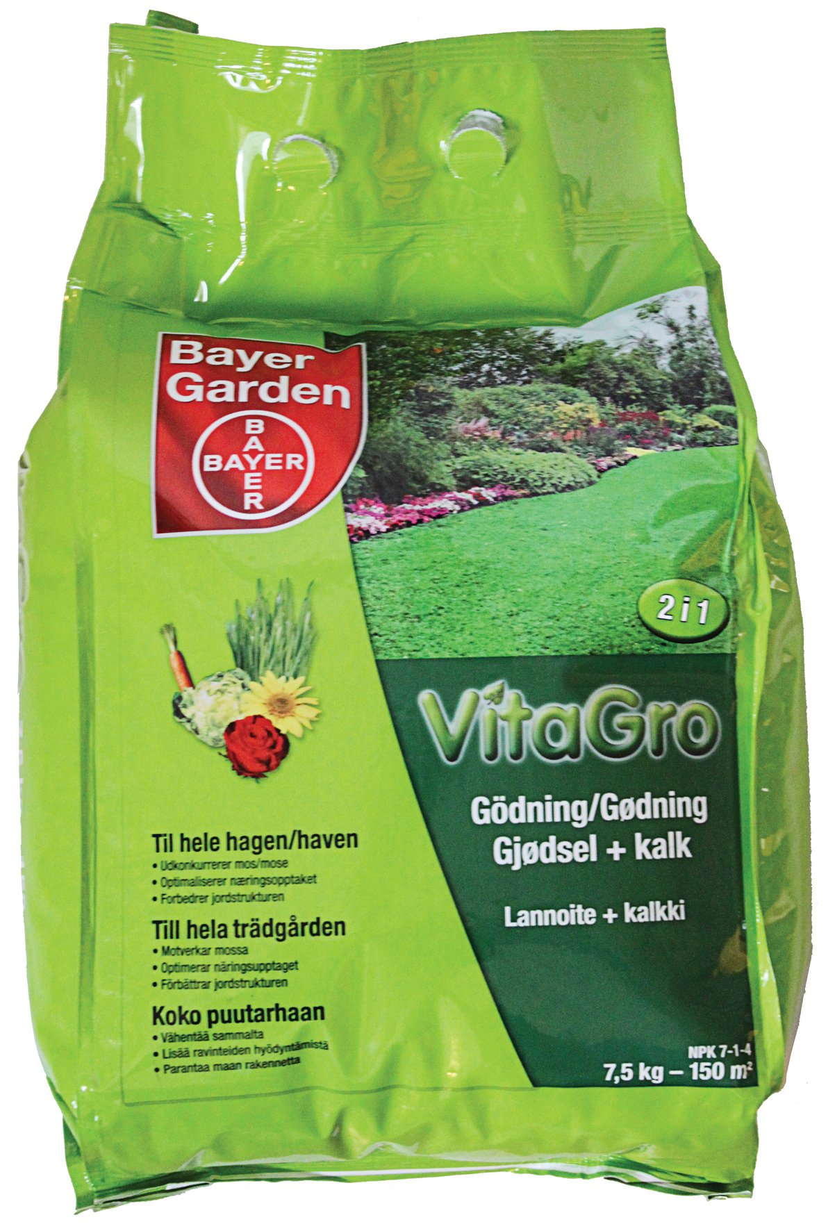 Bayer VitaGro gjødsel + kalk En ideell startgjødsel til plen, grønnsaker og prydvekster.