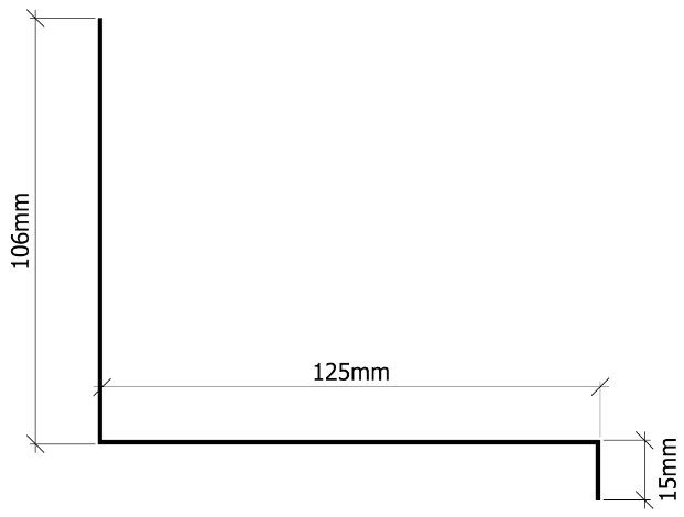 Verform terrassebeslag 125mm svart L-2000mm