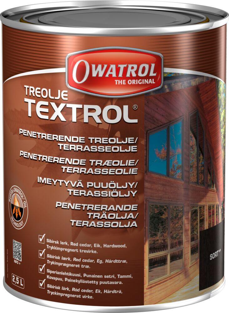 Owatrol Textrol treolje En penetrerende treolje beregnet på å gjenopplive værslitt og tørt treverk utendørs.