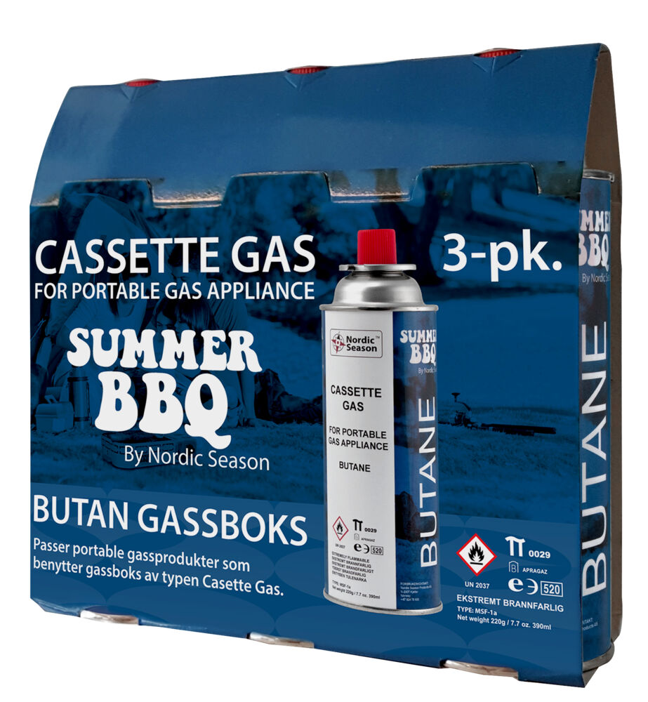 Produkt miniatyrebild Nordic Season Summer BBQ gassboks 3-pk