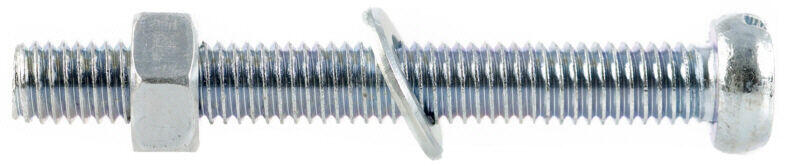MASKINSKRUE SYLH ELF SPOR M6X20 A6 Maskinskrue M6X20 DIN84 m mutter og skive. Elektrolytisk forsinket. Rett spor. 6 st/pk.