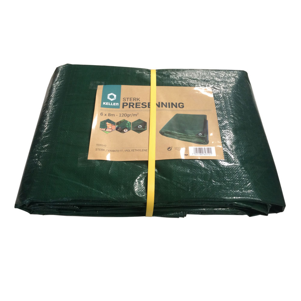 Kellen 120 gr/m² presenning Sterk presenning i 120 gr/m² matriale polyethylene og med maljer.