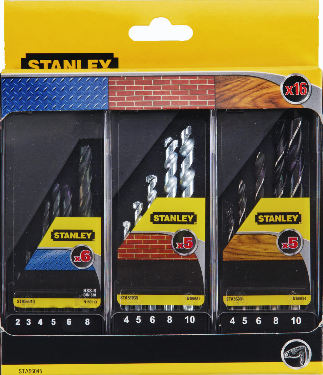 Stanley STA56045 Borsett FATMAX borsett 16 deler STA56006 for tre, metall og murverk.