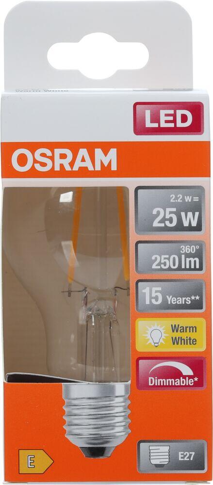 OSRAM LED-pære E27 2,2 W Classic Filament 2°700 K