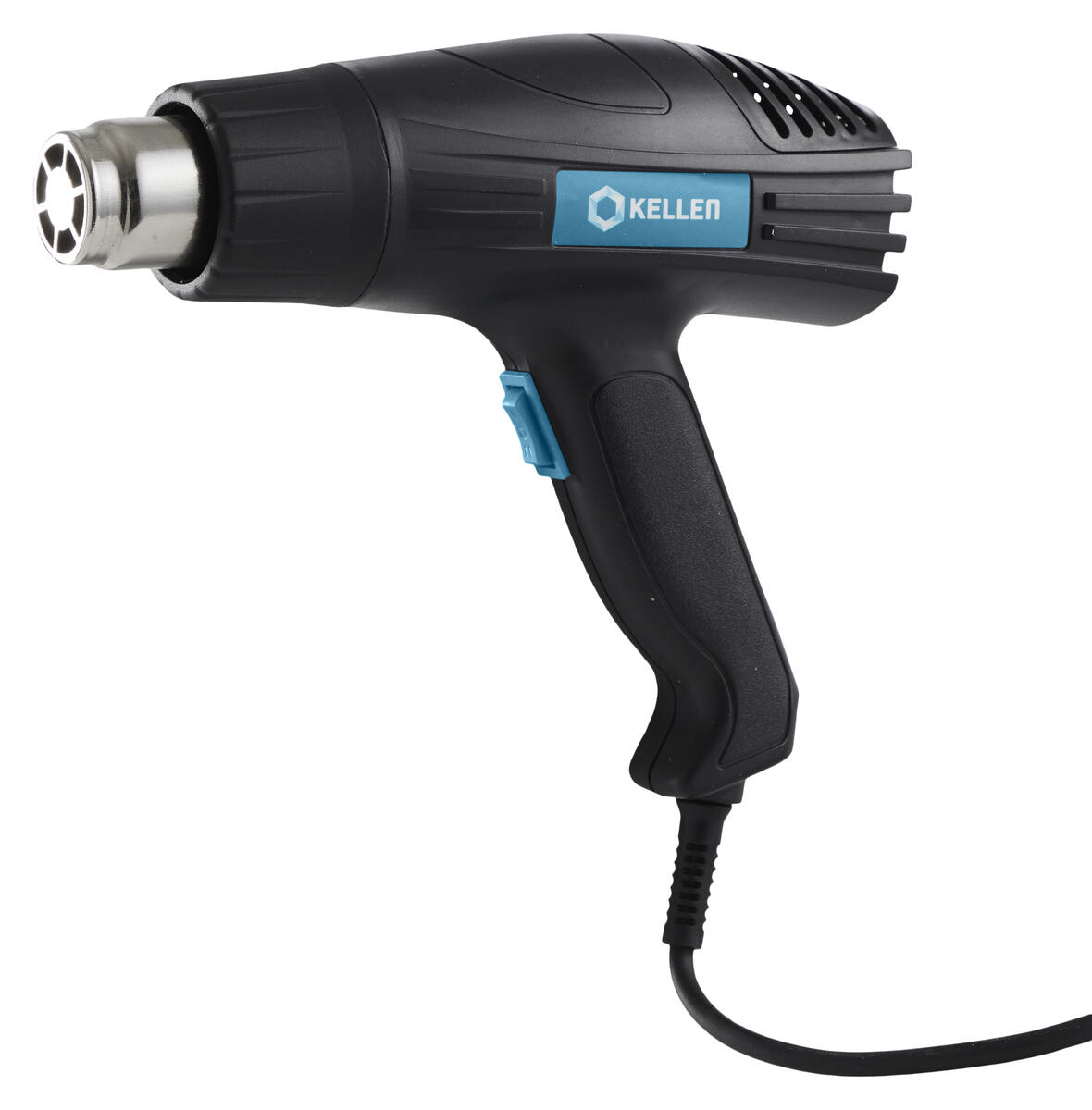 Kellen 2000W varmluftpistol Varmluftpistol nyttig til flere brukområder, blant annet til fjerning av maling og tining av rør. Denne leveres med 2 dyser og 1 skrape.