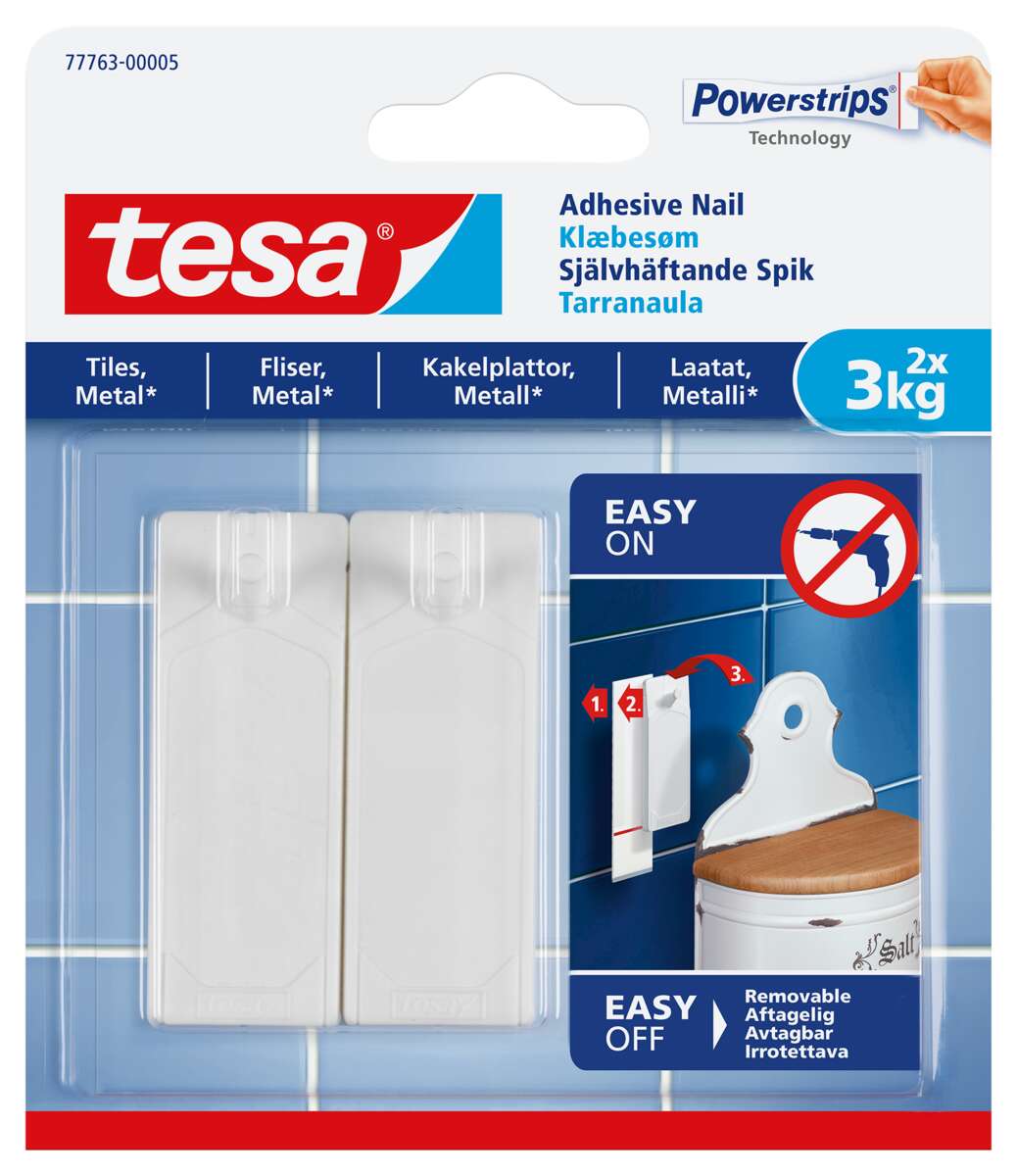 Tesa limspiker for fliser og metall 2 stk.