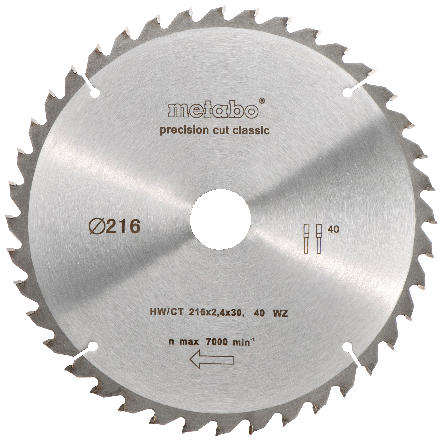 Produkt miniatyrebild Metabo 216x30 Z40 WZ 5° sagblad
