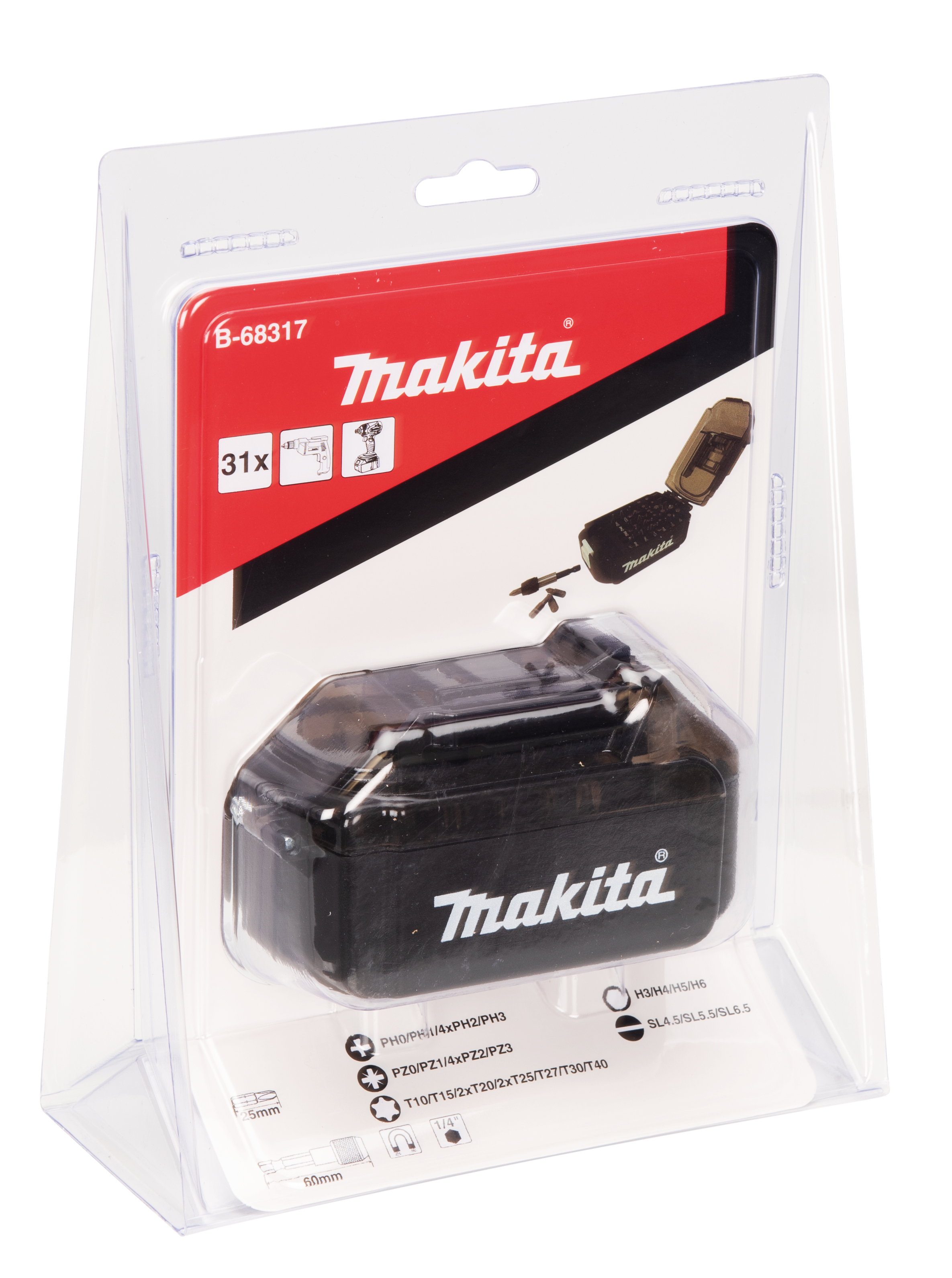 Produkt miniatyrebild Makita B-68317 bitssett 31 deler