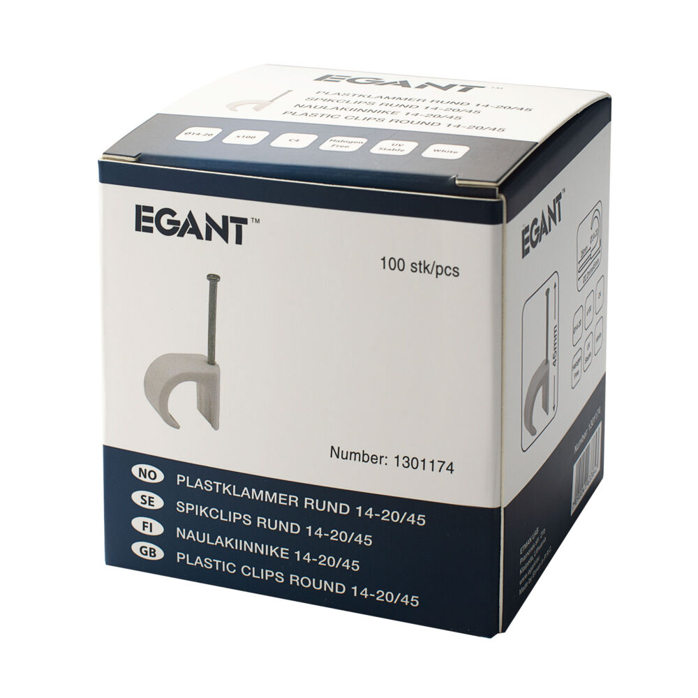 Produkt miniatyrebild Egant Kabelklips 14-20 hvit