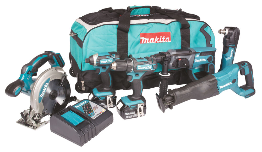 Makita DLX6038T verktøysett 5 batterimaskiner m/3 batterier