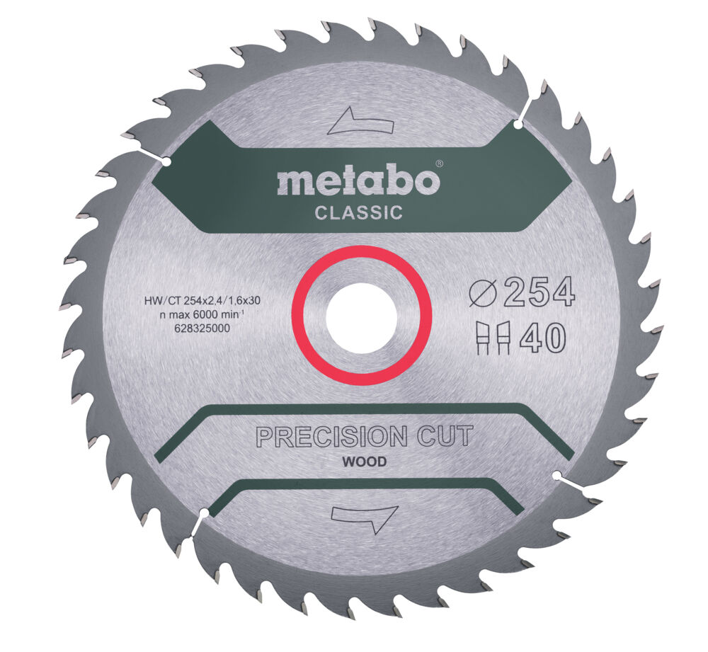 Produkt miniatyrebild Metasbo sagblad Power cut wood classic 254X30 40WZ 20°