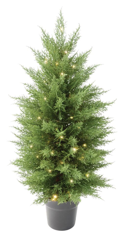 Produkt miniatyrebild Thuja-busk med LED-lys i potte