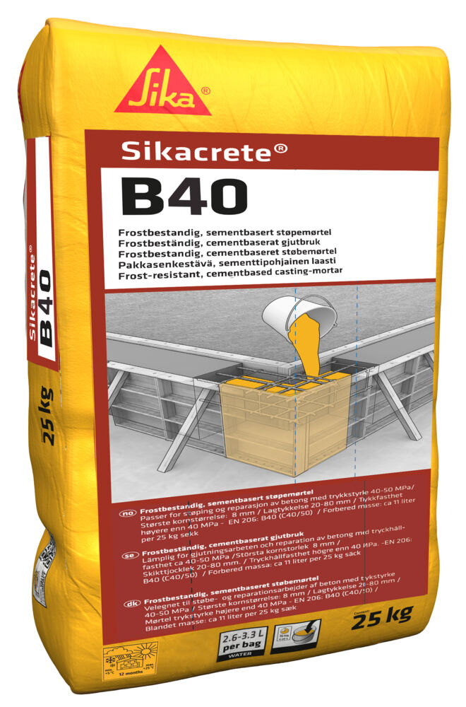 Sikacrete B40, frostbestandig støpemørtel 25 kg