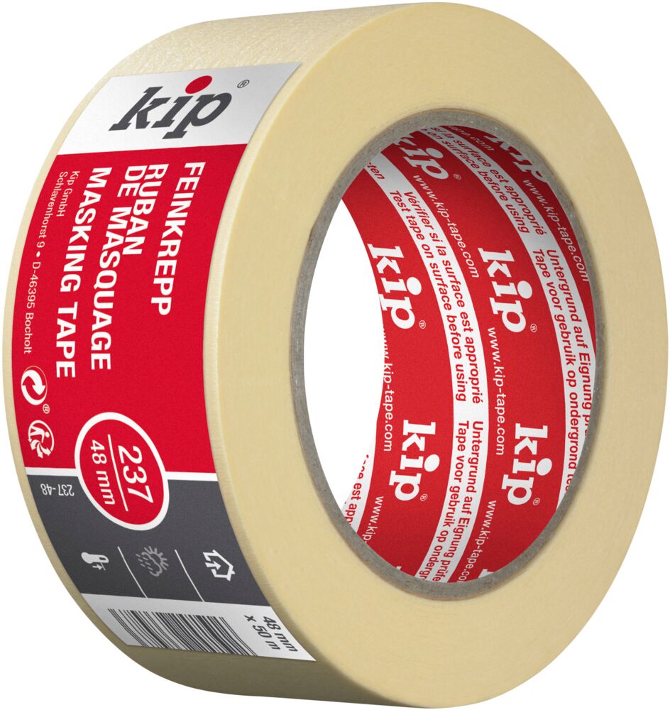 ® 237 Basic maskeringstape Lett crepetape i basiskvalitet som passer alle mindre krevende maskering.
Med god vedheft med naturlig gummilim.
Fjern senest 2 dager og unngå limrester