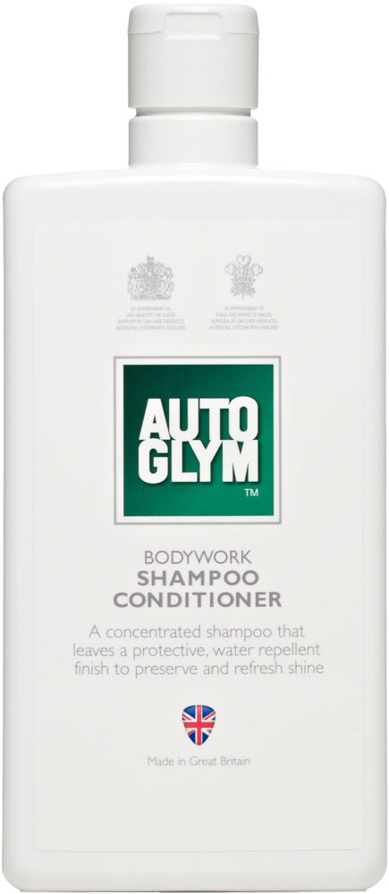 Autoglym Bodywork Shampoo Conditioner 500 ml Et bilsjampo som er dyptrensende og som gir en blank, vannavstøtende overflate som gjør skyllingen lett. Effektiv og gir en kontinuerlig beskyttelse.