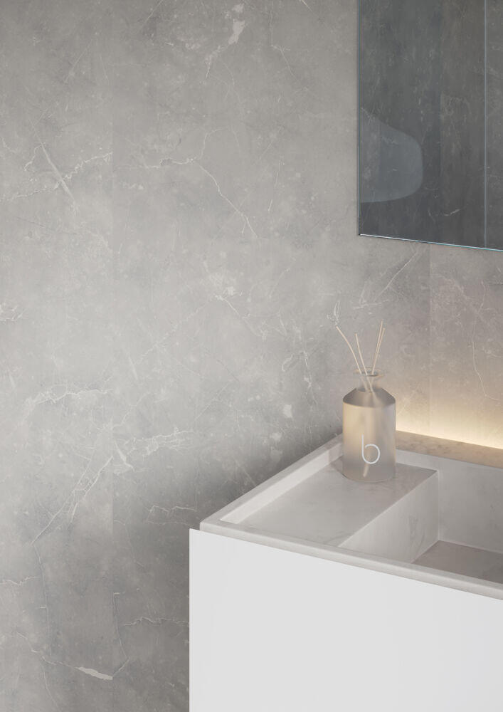 Produkt miniatyrebild Fibo 2279-MOO S Silver Grey Marble baderomsplate 2-pk