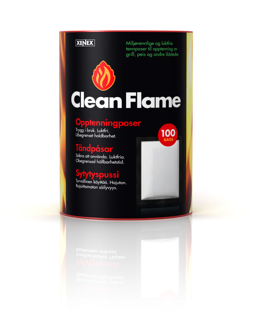 CleanFlame opptenningsposer 100 stk i tønne