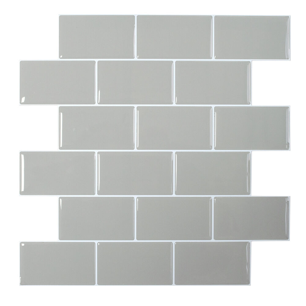 Selvklebende flis, Grå Subway 10 pk.