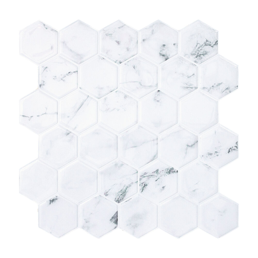 Produkt miniatyrebild Selvklebende flis, Hvit marmor Hexagon