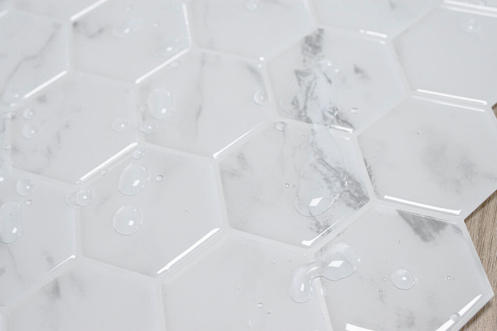 Produkt miniatyrebild Selvklebende flis, Hvit marmor Hexagon