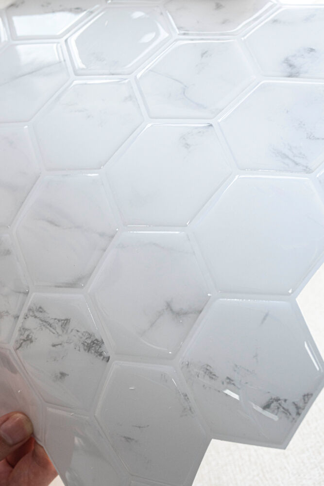 Produkt miniatyrebild Selvklebende flis, Hvit marmor Hexagon