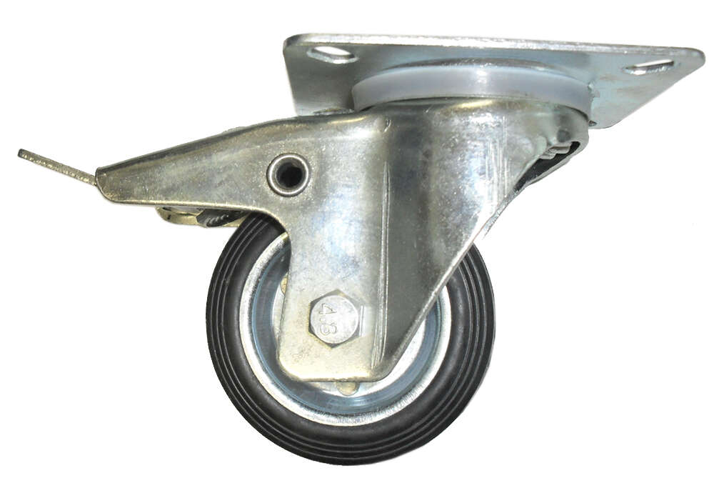 Transporthjul Home it med Plate og Brems Sort 80 mm