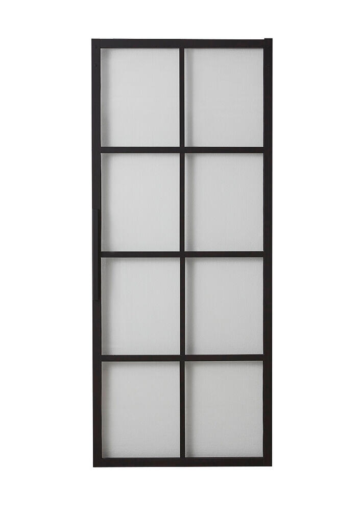 Cube skyvedør glass med sorte alu. profiler