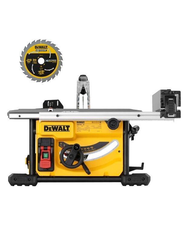 DeWalt DWE7485EXB 1850W bordsag 230V kompakte bordsag med 1850W motor for lang levetid og effektivitet. Dobbelt sideanlegg med låsespalter for økt nøyaktighet uten bevegelse i vinkelrett stilling.