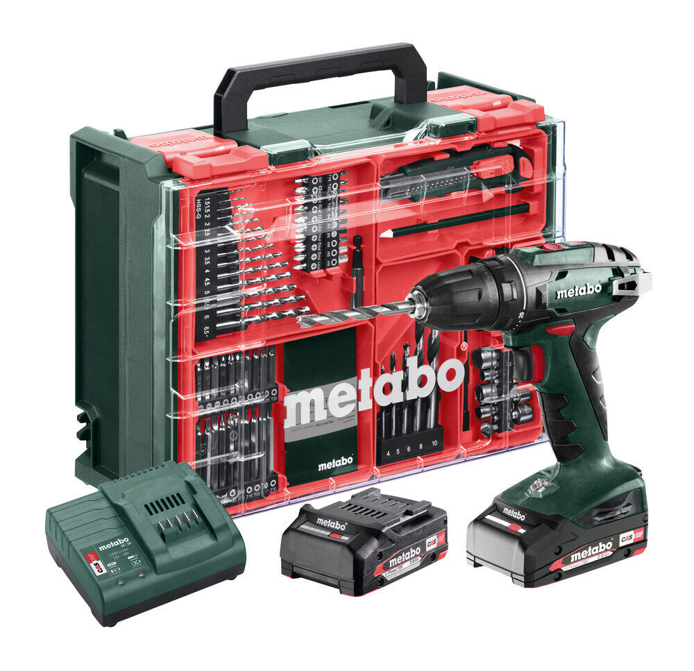 Metabo BS 18, borskrutrekker workshopsett m/batterier